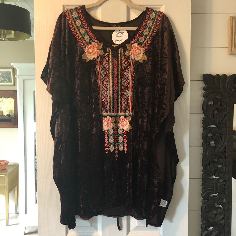Brown Velvet Tunic Top